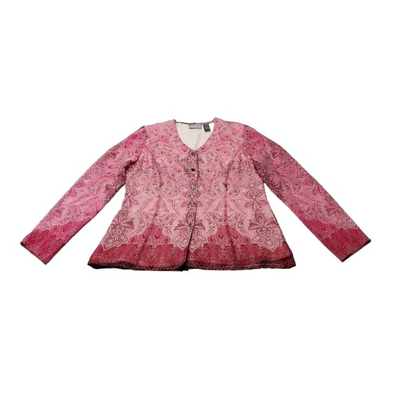 Vtg Liz Claiborne Women Size 10 Blouse 100% Silk Pink Semi Sheer Button Mom Boho - Picture 1 of 13
